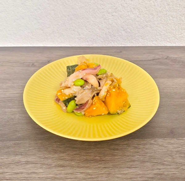 かぼちゃと舞茸のいか糀和え